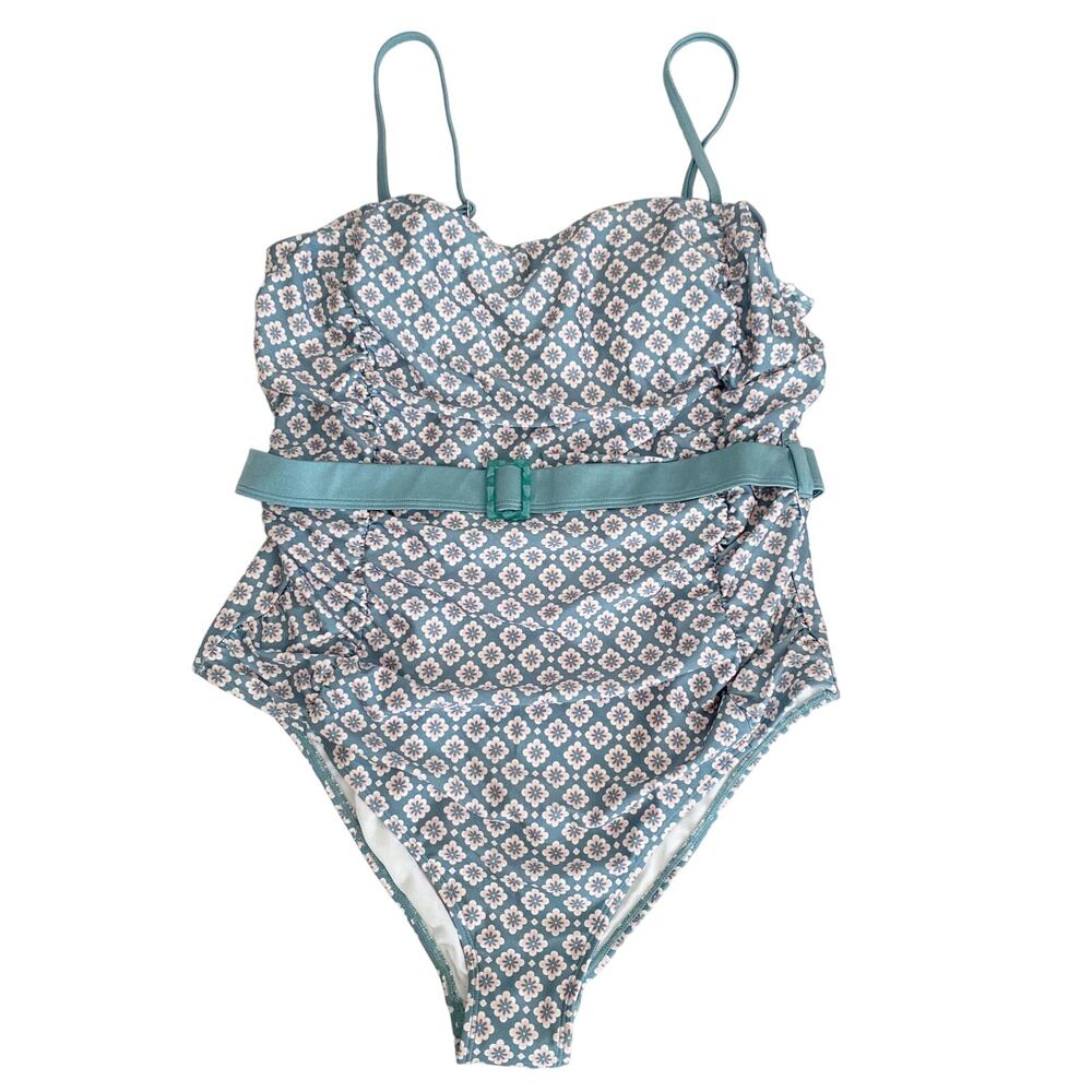 CUPSHE One Piece Square Neck Ruched Belted - Size Extra Large - Picture 5 of 8